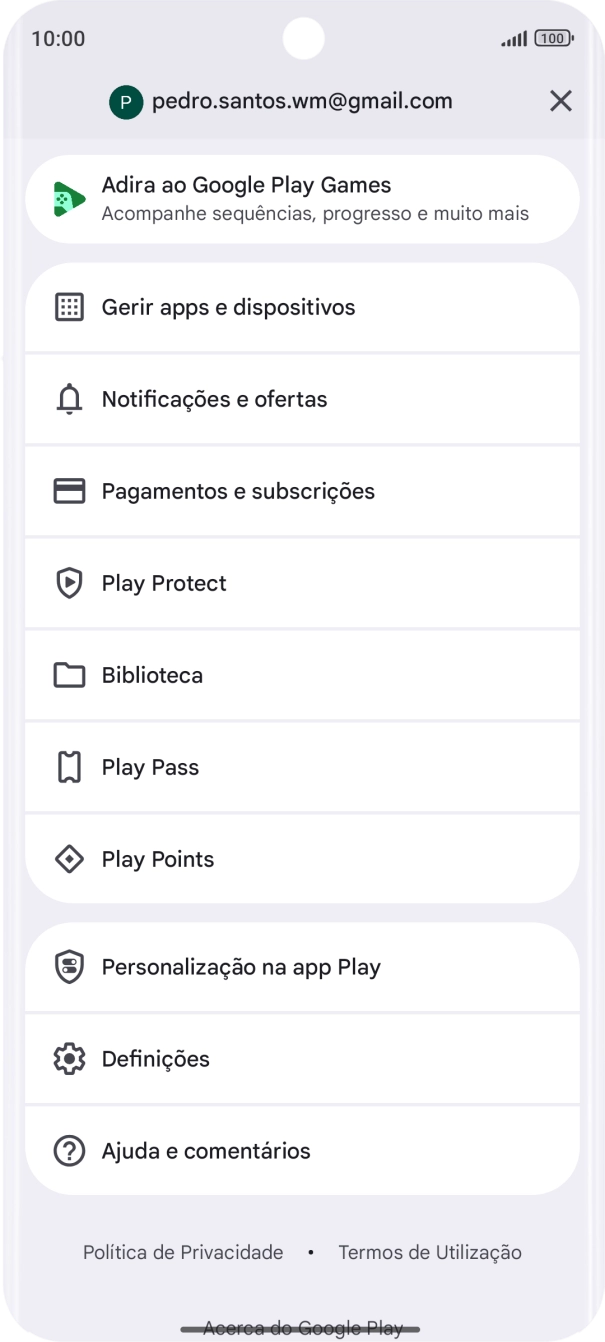 Prima Gerir apps e dispositivos.
