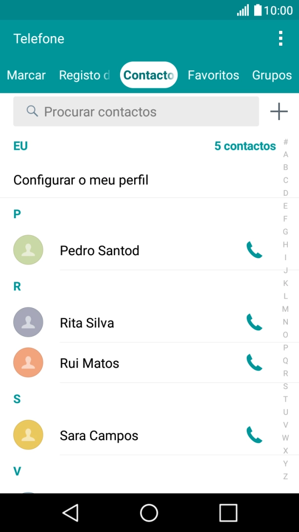 Prima o ícone de novo contacto.