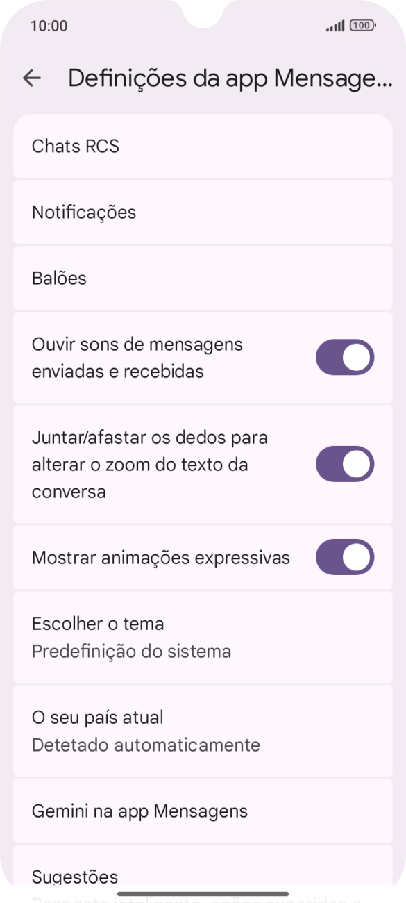 Prima Gemini na app Mensagens.