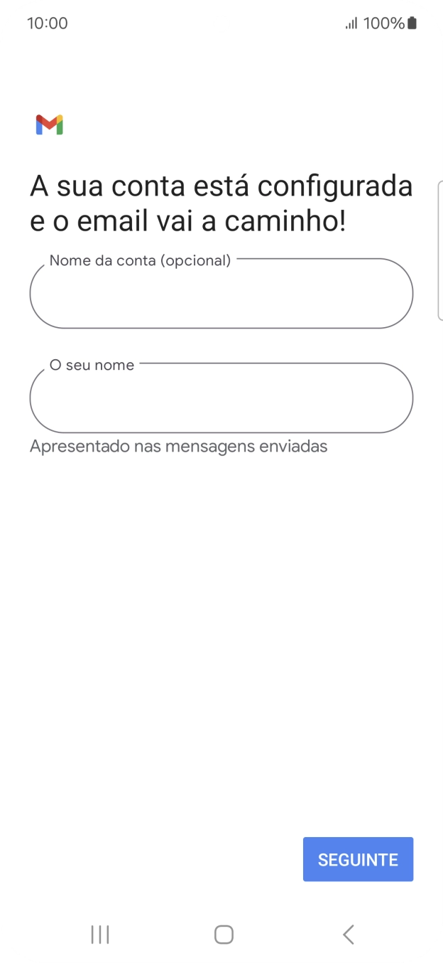 Prima Nome da conta (opcional) e introduza o nome pretendido da conta de e-mail.