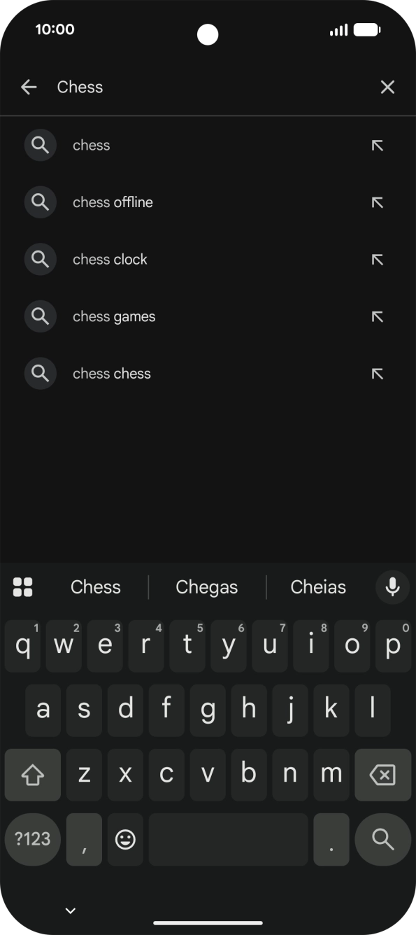 Introduza o nome ou categoria da app pretendida e prima o ícone para pesquisar.