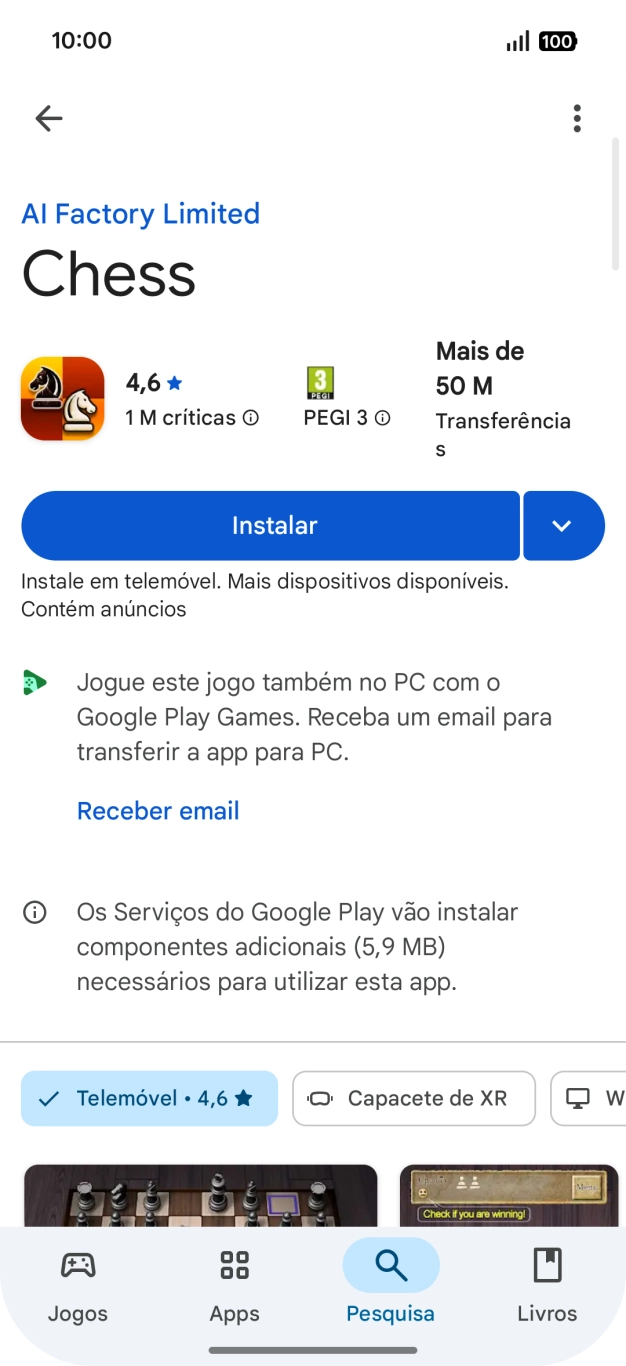 Prima Instalar e siga as indicações no ecrã para instalar a app.