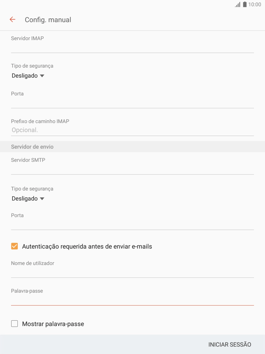 Prima INICIAR SESSÃO.