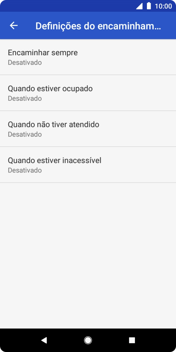 Prima o tipo de desvio pretendido.