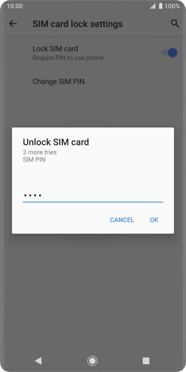 Key in your SIM PIN and press OK. The default SIM PIN is 0000.