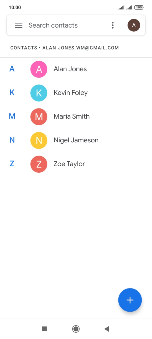 Press the required contact.