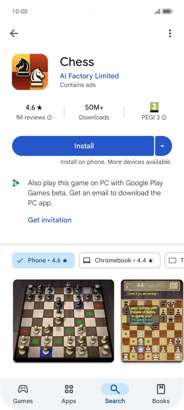 Press Install and follow the instructions on the screen to install the app.