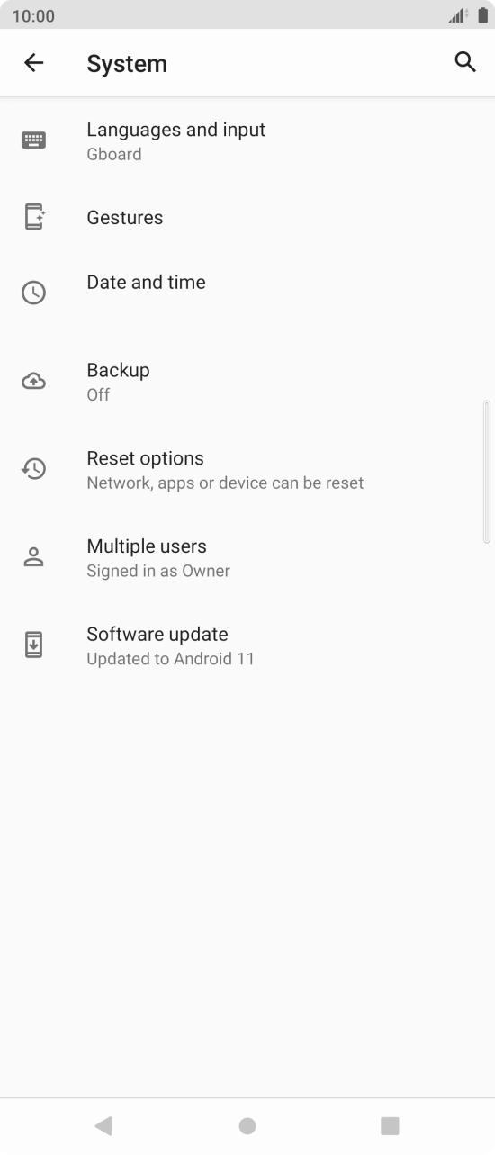 Press Software update. If a new software version is available, it's displayed. Follow the instructions on the screen to update the phone software.