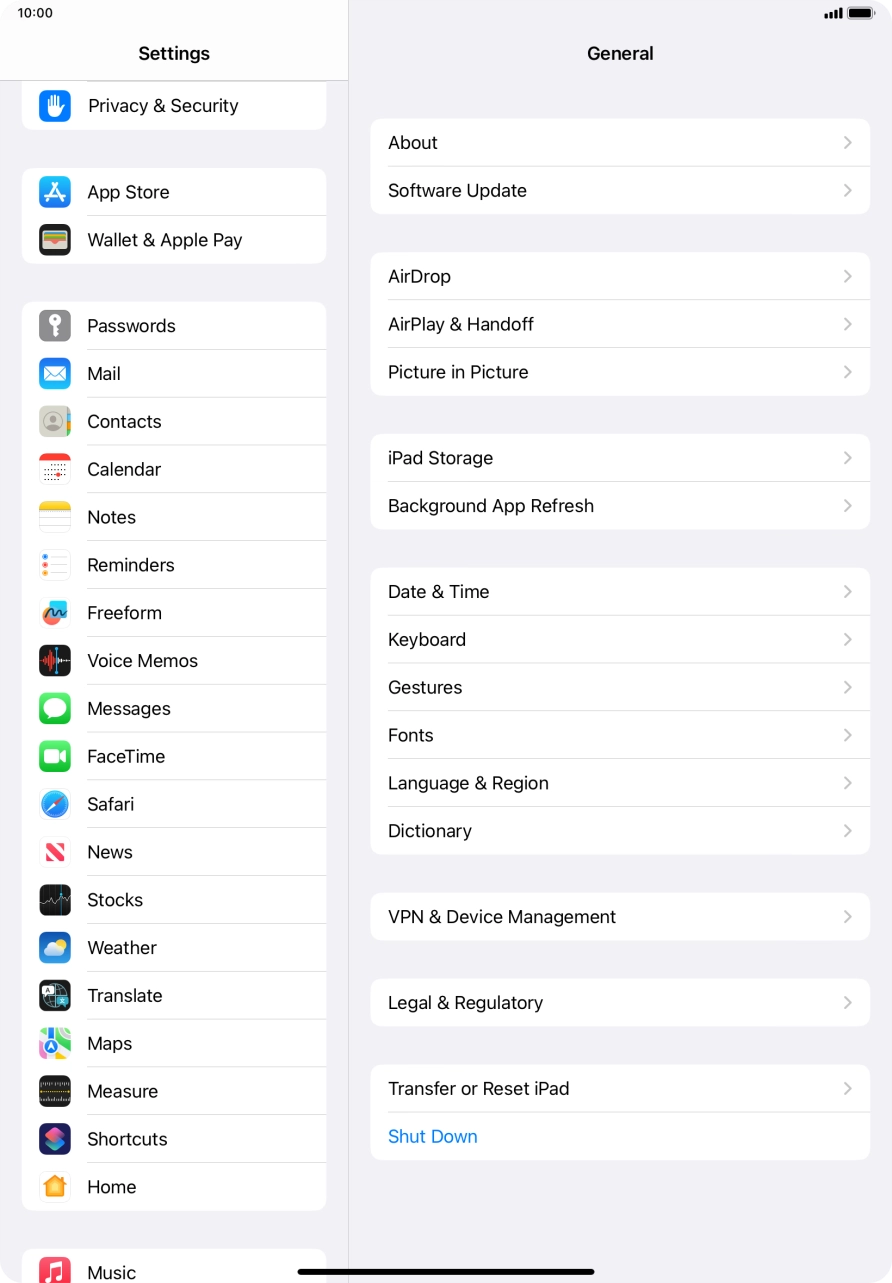 Press Privacy & Security.