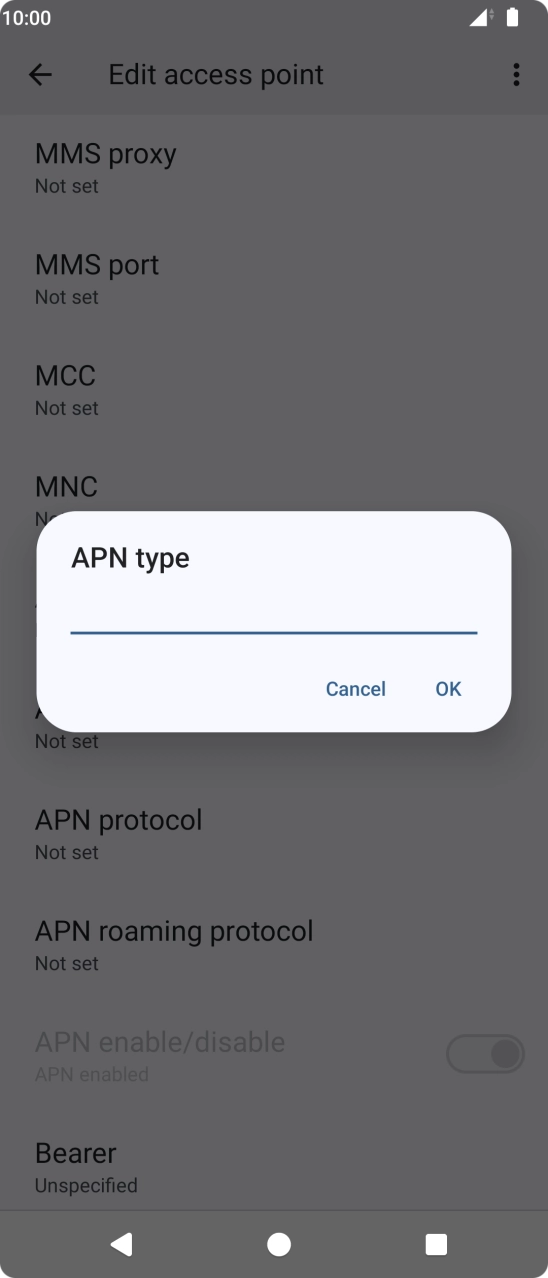 Key in default and press OK.
