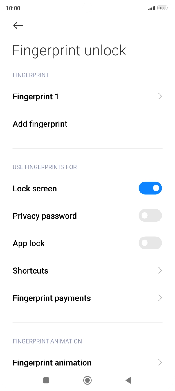 Press the indicators next to the required settings to turn them on or off.