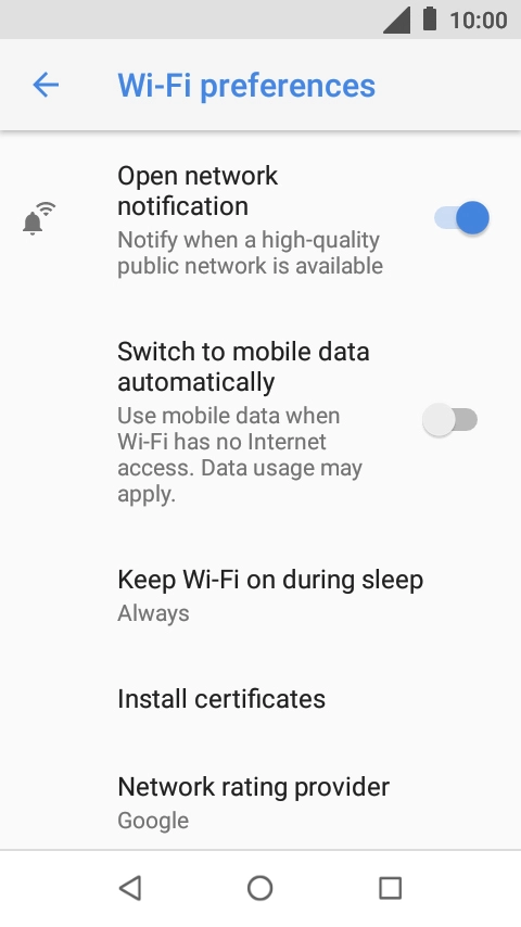 Press the indicator next to 'Switch to mobile data automatically' to turn the function on or off.