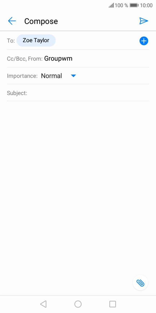 Press the field next to 'Subject:' and key in the required subject.