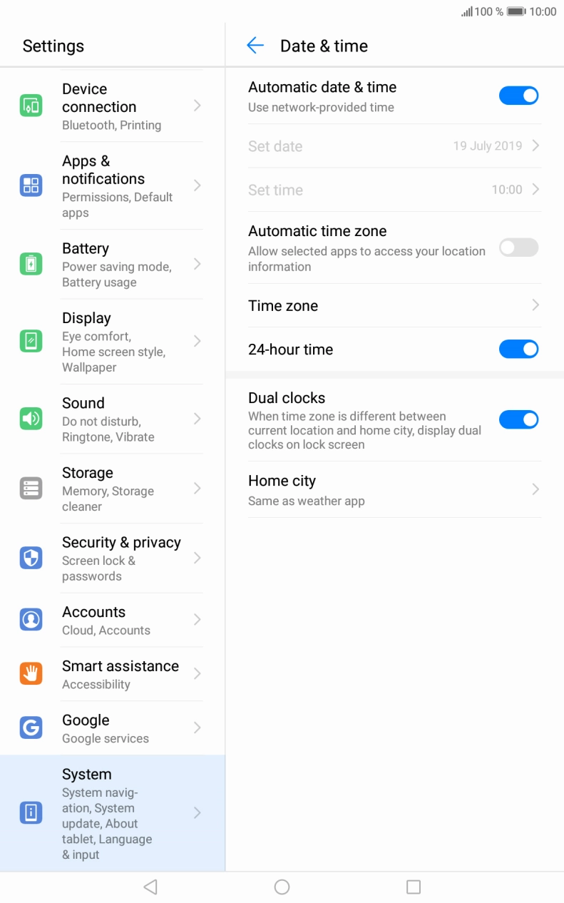 Press the indicator next to 'Automatic time zone' to turn on the function.