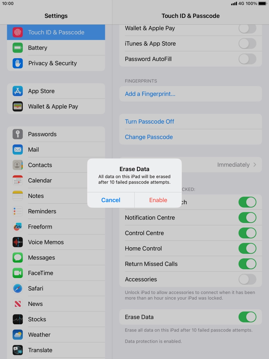 If you turn on the function, press Enable. If you turn on the function, press Enable.
