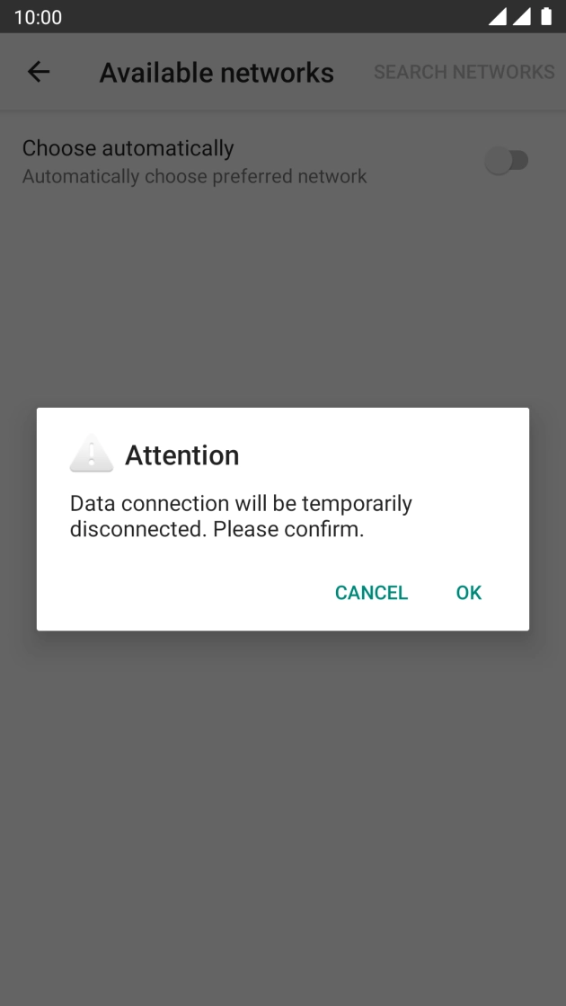 Press OK to turn off the function and wait while your phone searches for networks.