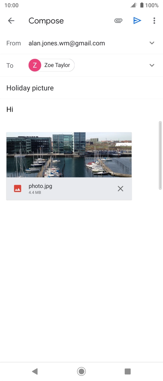 Press the send icon when you've finished your email. Press the send icon when you've finished your email.