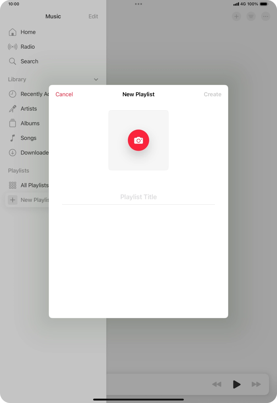 Press the text input field and key in a name for the playlist. Press the text input field and key in a name for the playlist.