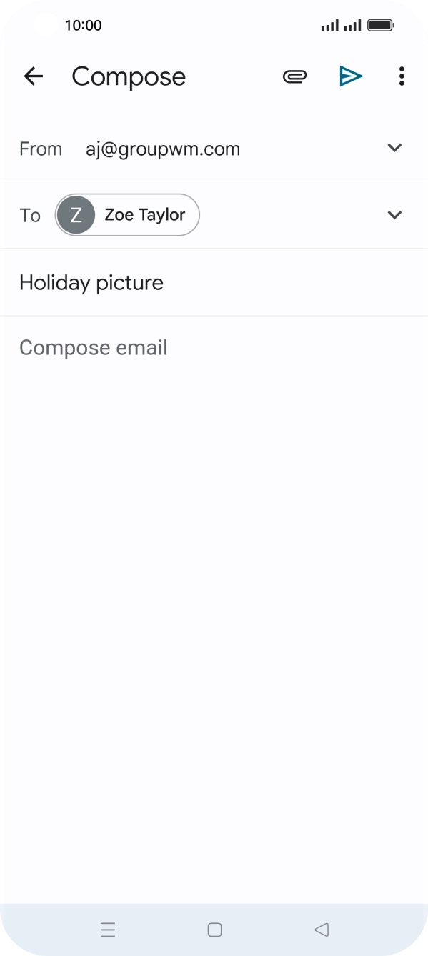 Press the text input field and write the text for your email.