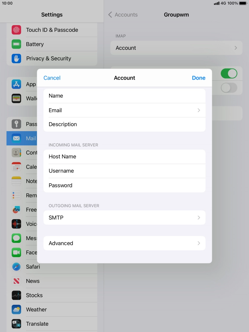 Press SMTP. Press SMTP.