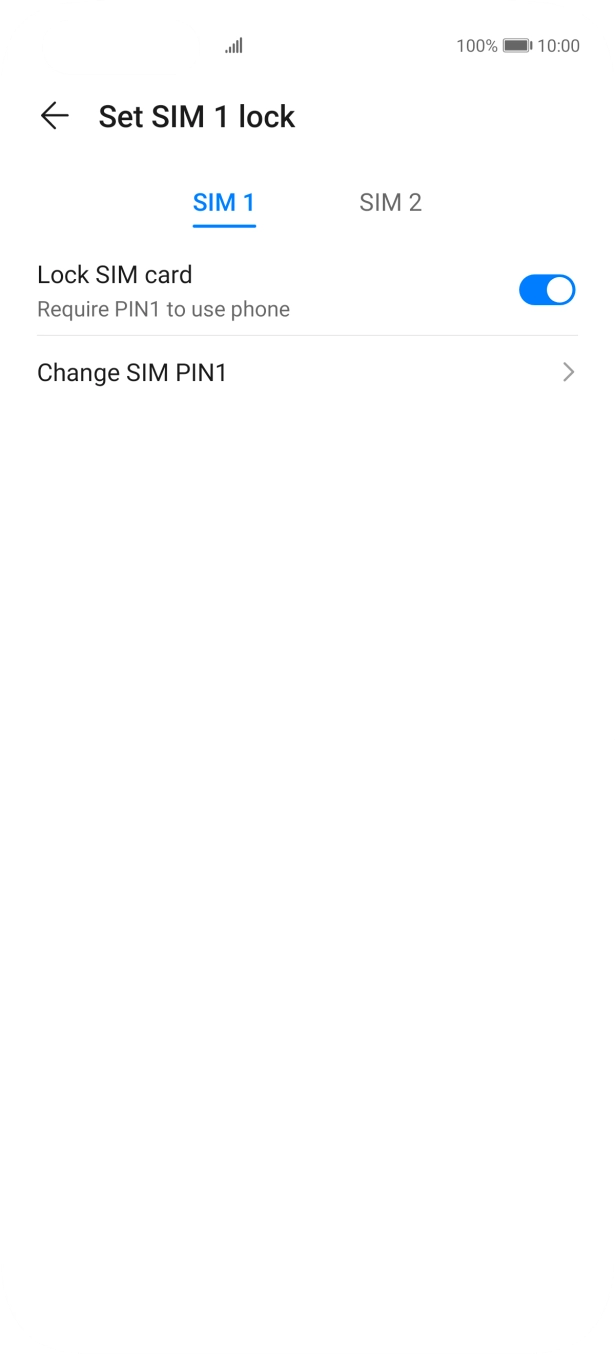 Press the indicator next to 'Lock SIM card' to turn the function on or off.