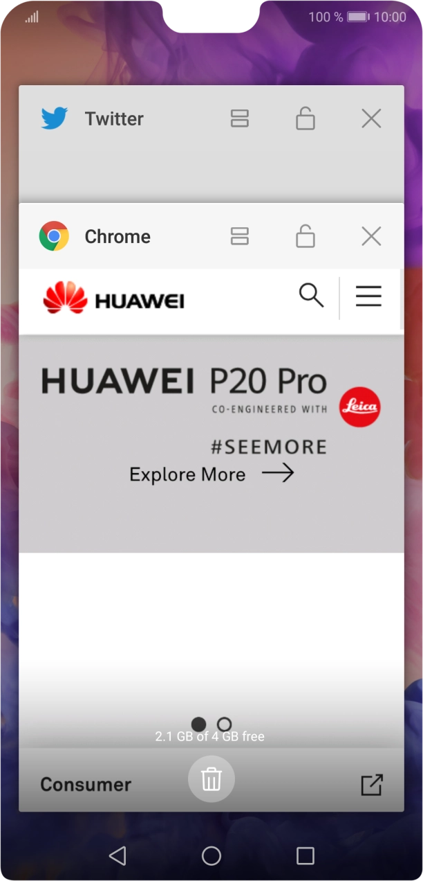 To end one running application, slide your finger right on the required application. To end one running application, slide your finger right on the required application.