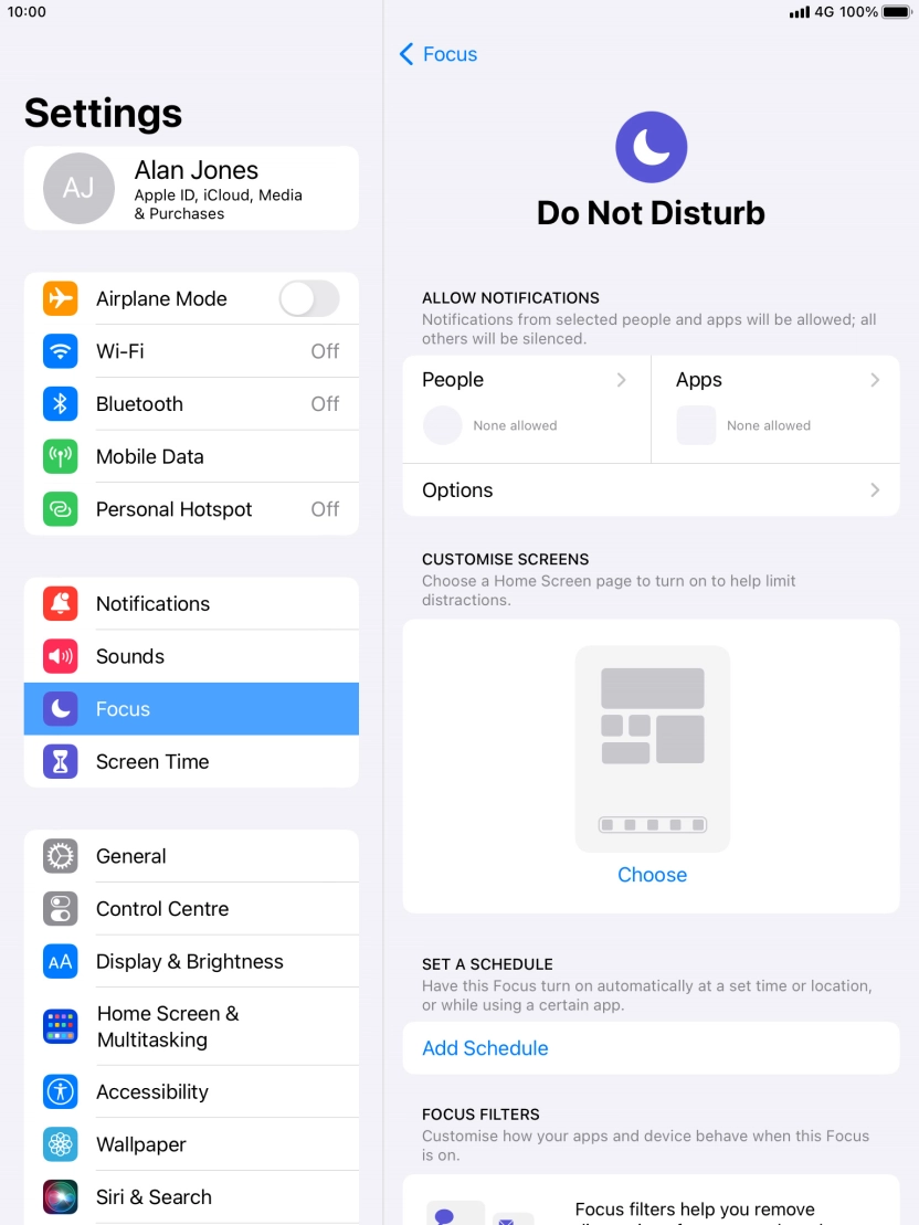 Press People and follow the instructions on the screen to select which contacts you would like to receive calls and notifications from when Do Not Disturb is turned on.