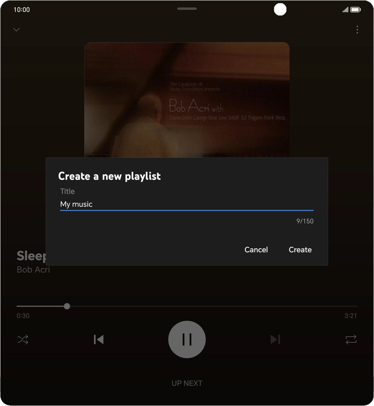 Key in a name for the playlist and press Create.