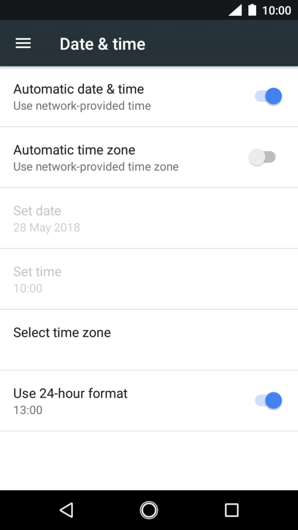Press Automatic time zone to turn on the function.