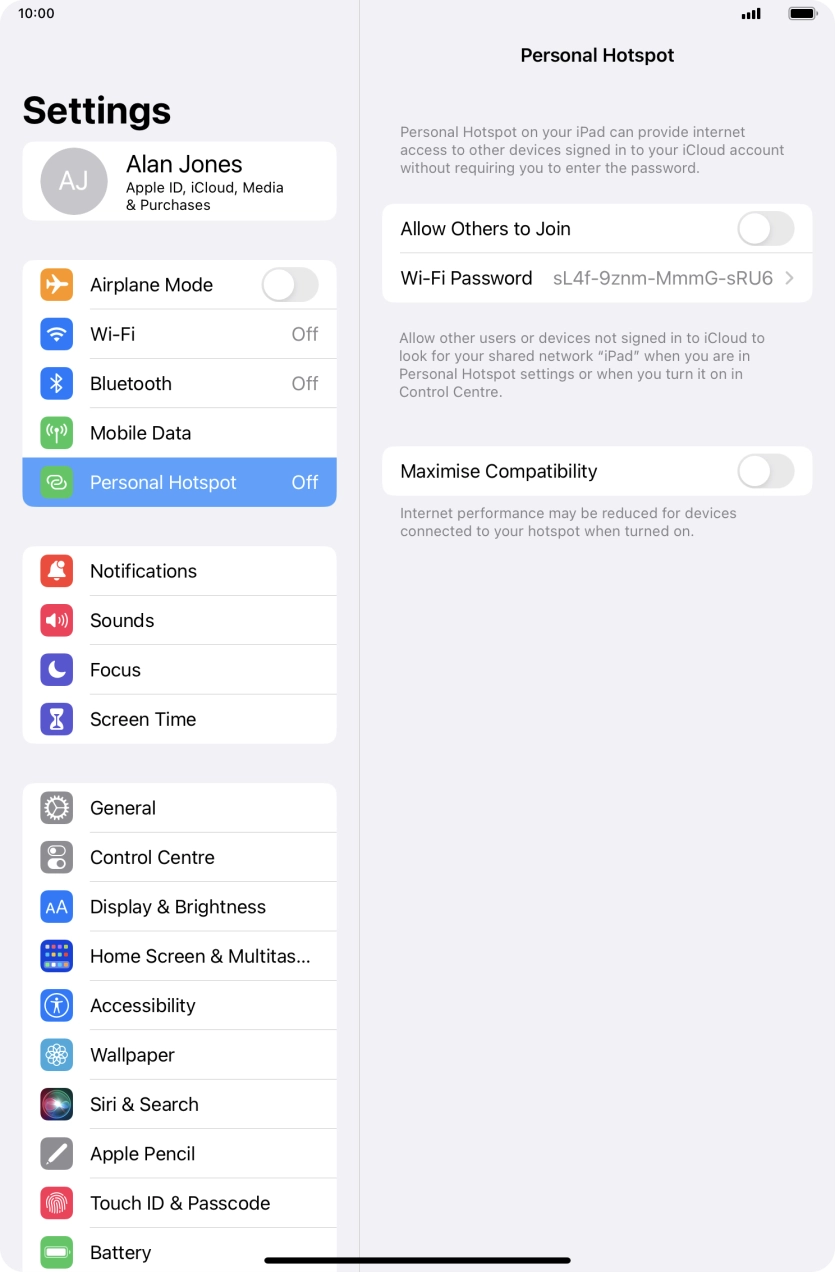 Press Wi-Fi Password and key in the required password. Press Wi-Fi Password and key in the required password.