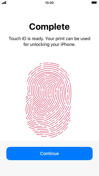 Press Continue. If you haven't previously selected a lock code, key in a code of your own choice twice.