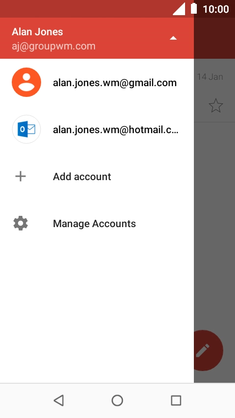 Press the required account.