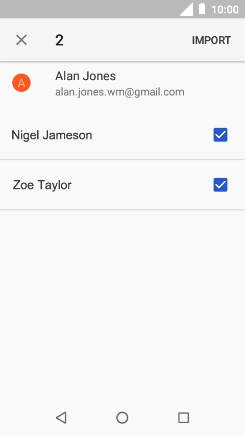 Press the field next to the required contact.
