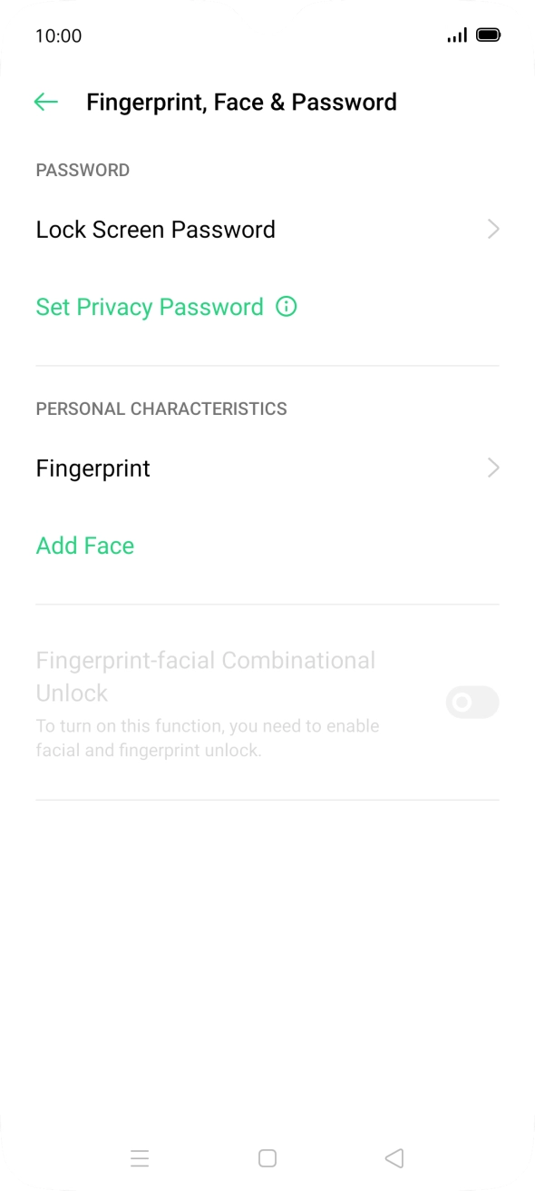 Press Fingerprint and key in the additional phone lock code you created earlier. Press Fingerprint and key in the additional phone lock code you created earlier.