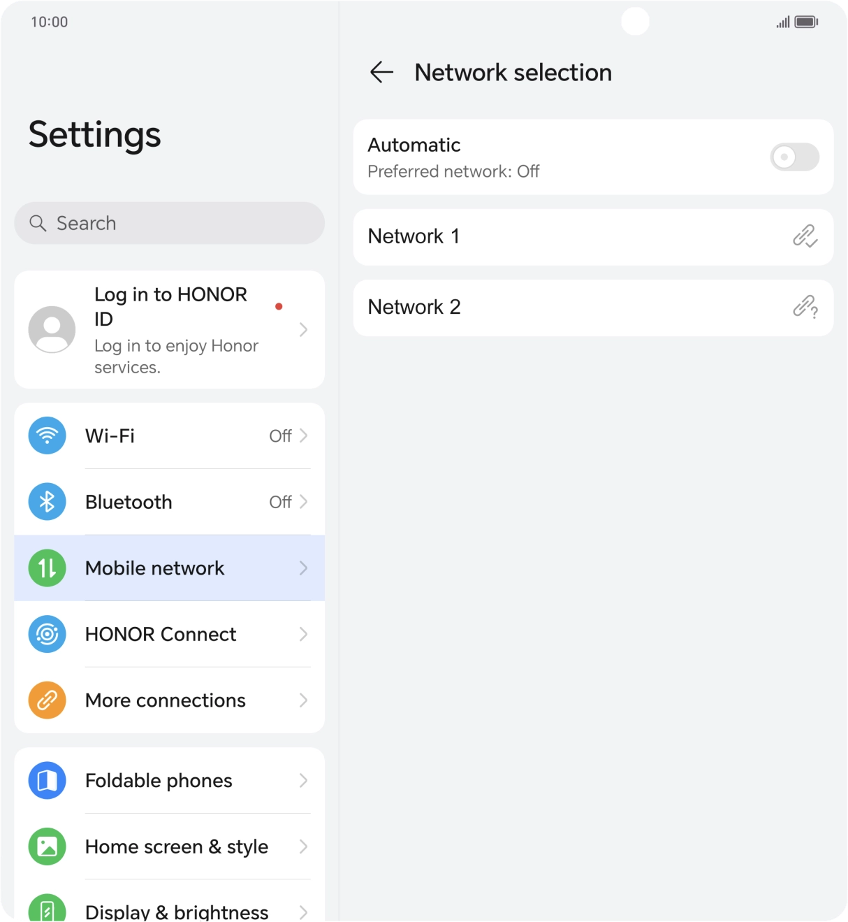 Press the required network.
