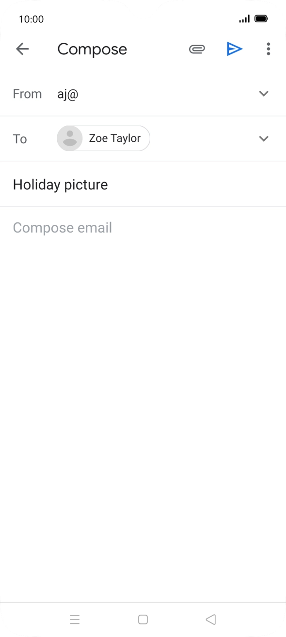 Press the text input field and write the text for your email. Press the text input field and write the text for your email.