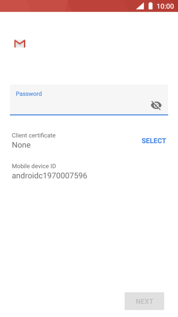 Press the field below 'Password' and key in the password for your email account. Press the field below 'Password' and key in the password for your email account.