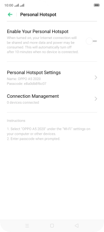 Press Personal Hotspot Settings.