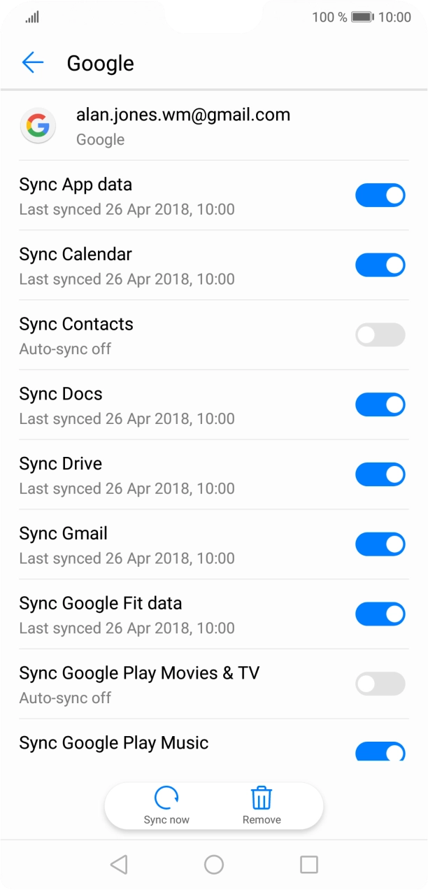 Press the indicator next to 'Sync Contacts' to turn on the function.