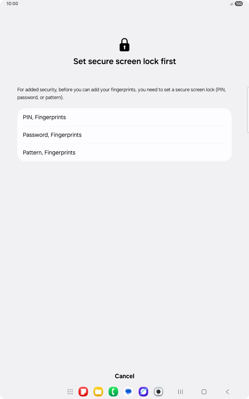 Press the required lock code and follow the instructions on the screen to create an additional lock code.
