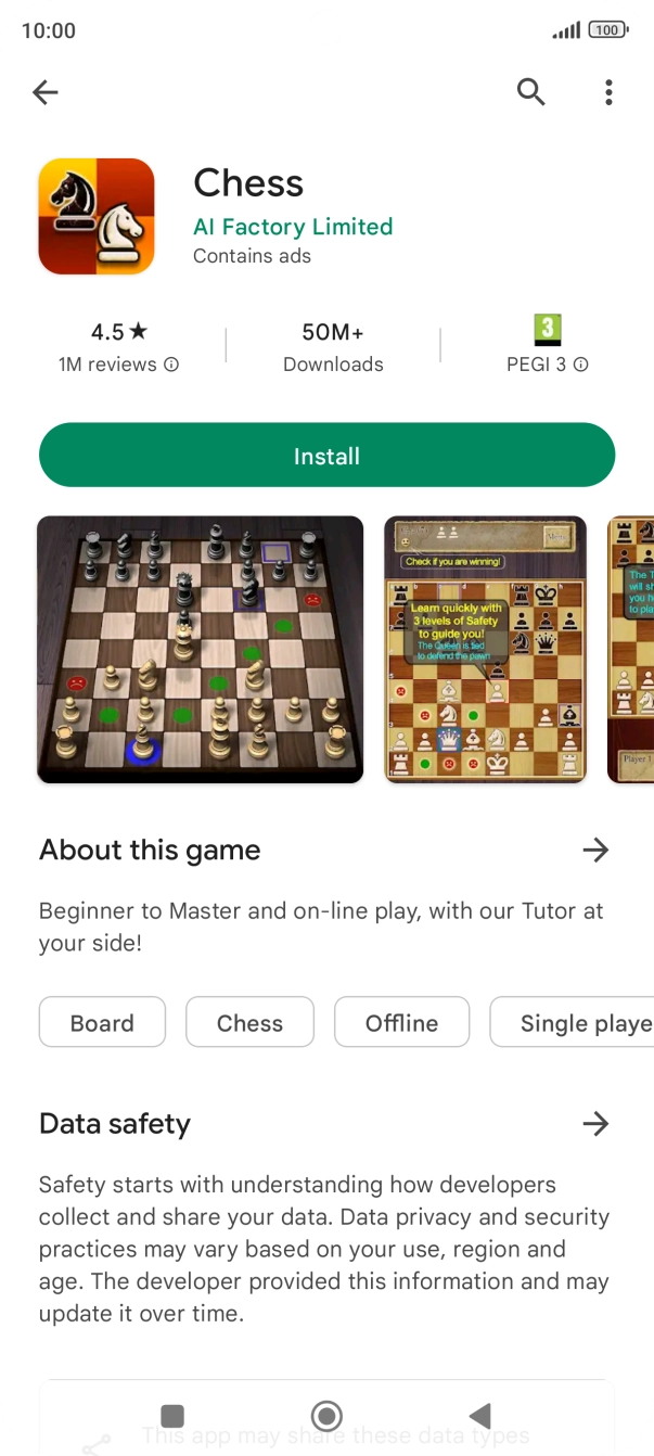 Press Install and follow the instructions on the screen to install the app.