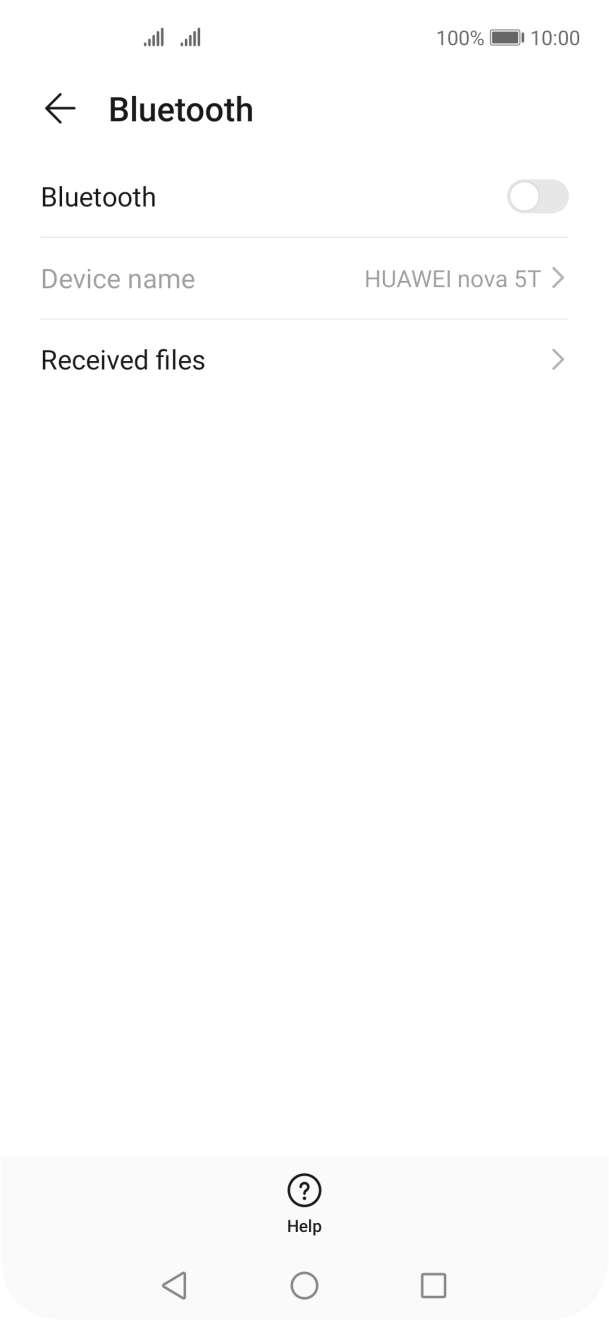 Press the indicator next to 'Bluetooth' to turn on the function.
