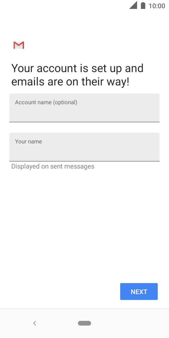 Press the field below 'Account name (optional)' and key in the required name. Press the field below 'Account name (optional)' and key in the required name.