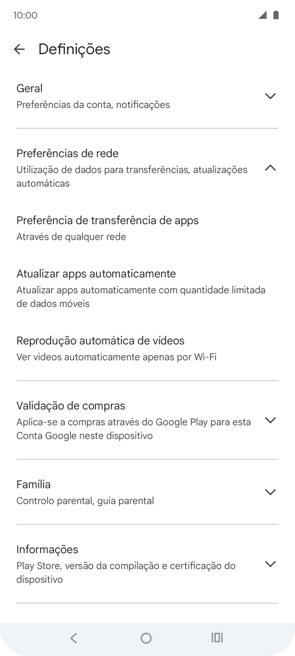 Prima Atualizar apps automaticamente.