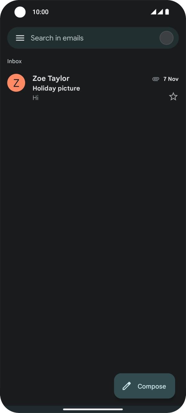 Press the email account icon. Press the email account icon.