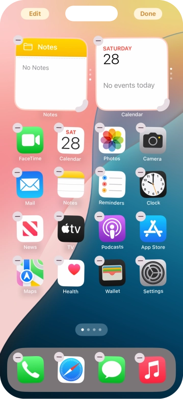 Press the home screen page icon.