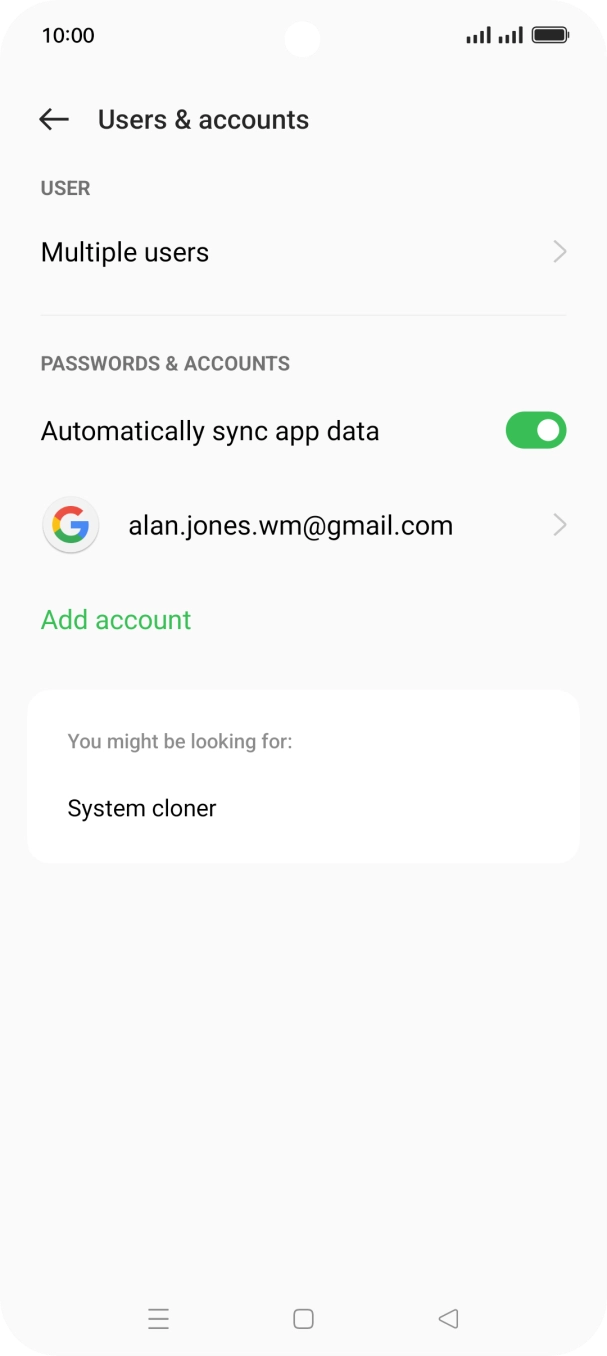 Press the required account.