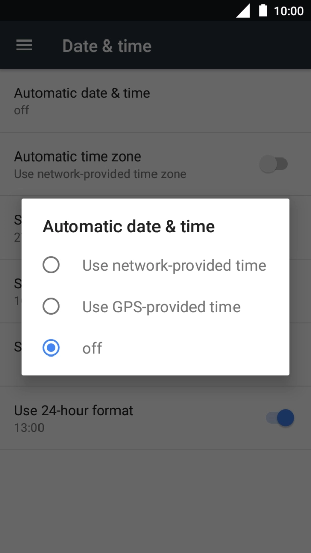 Press Use network-provided time to turn on the function.
