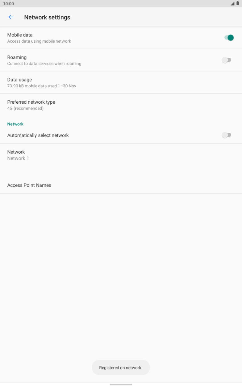 Press the indicator next to 'Automatically select network' to turn on the function.