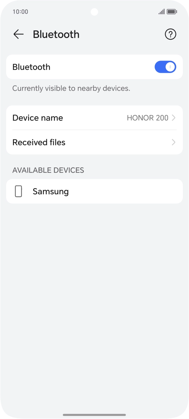 Press the required Bluetooth device and follow the instructions on the screen to pair the device with your phone.